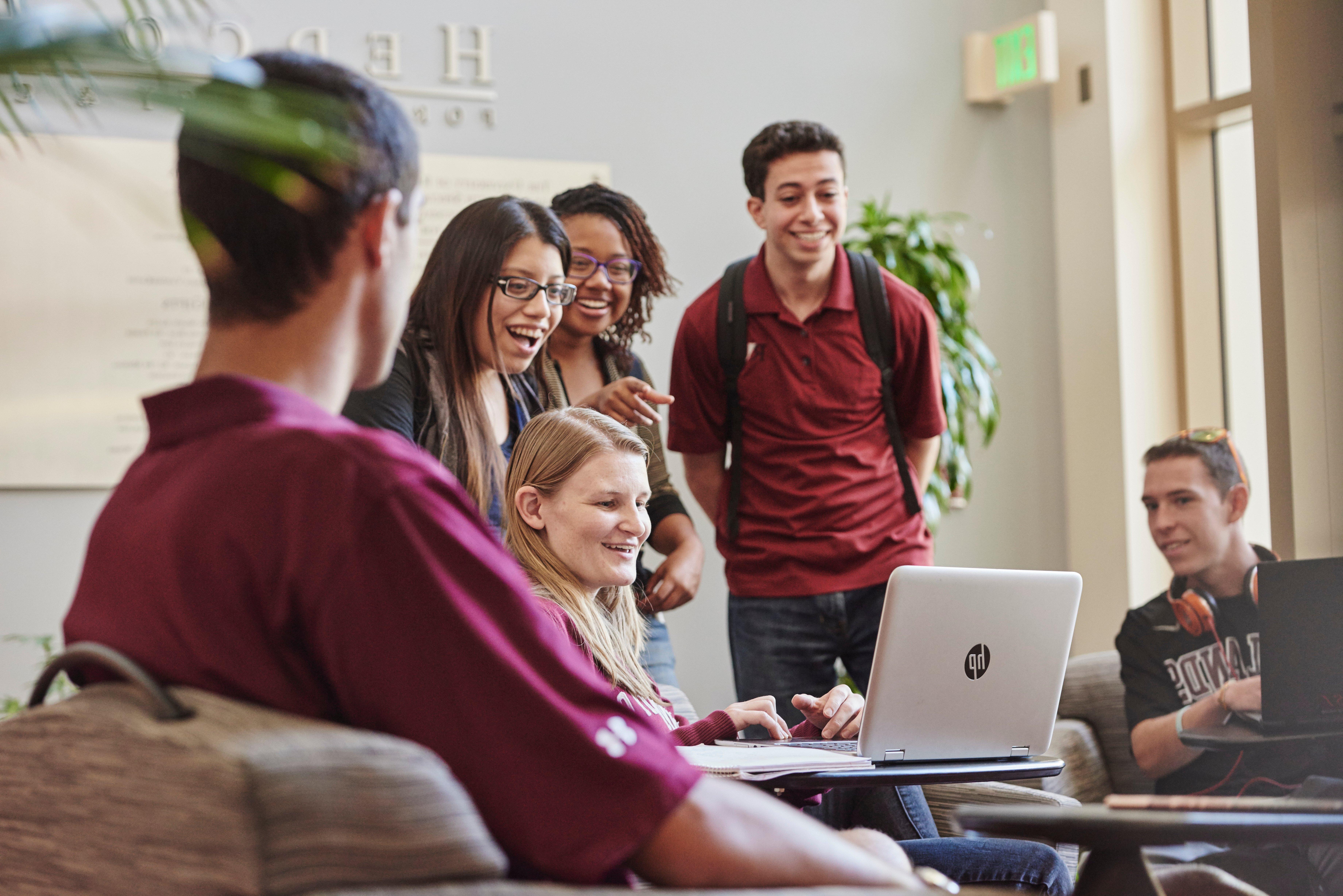 Diverse students meeting with joy